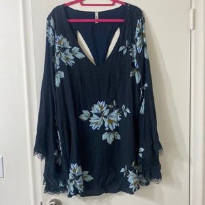 boho floral Free People dress with bell sleeves